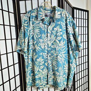 Emerald Green XXL Vintage Hawaiian Aloha Shirt Inside Out Style (AS113)